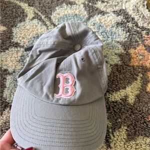 Kids Gray Baseball Cap with Pink 'B' Embroidery